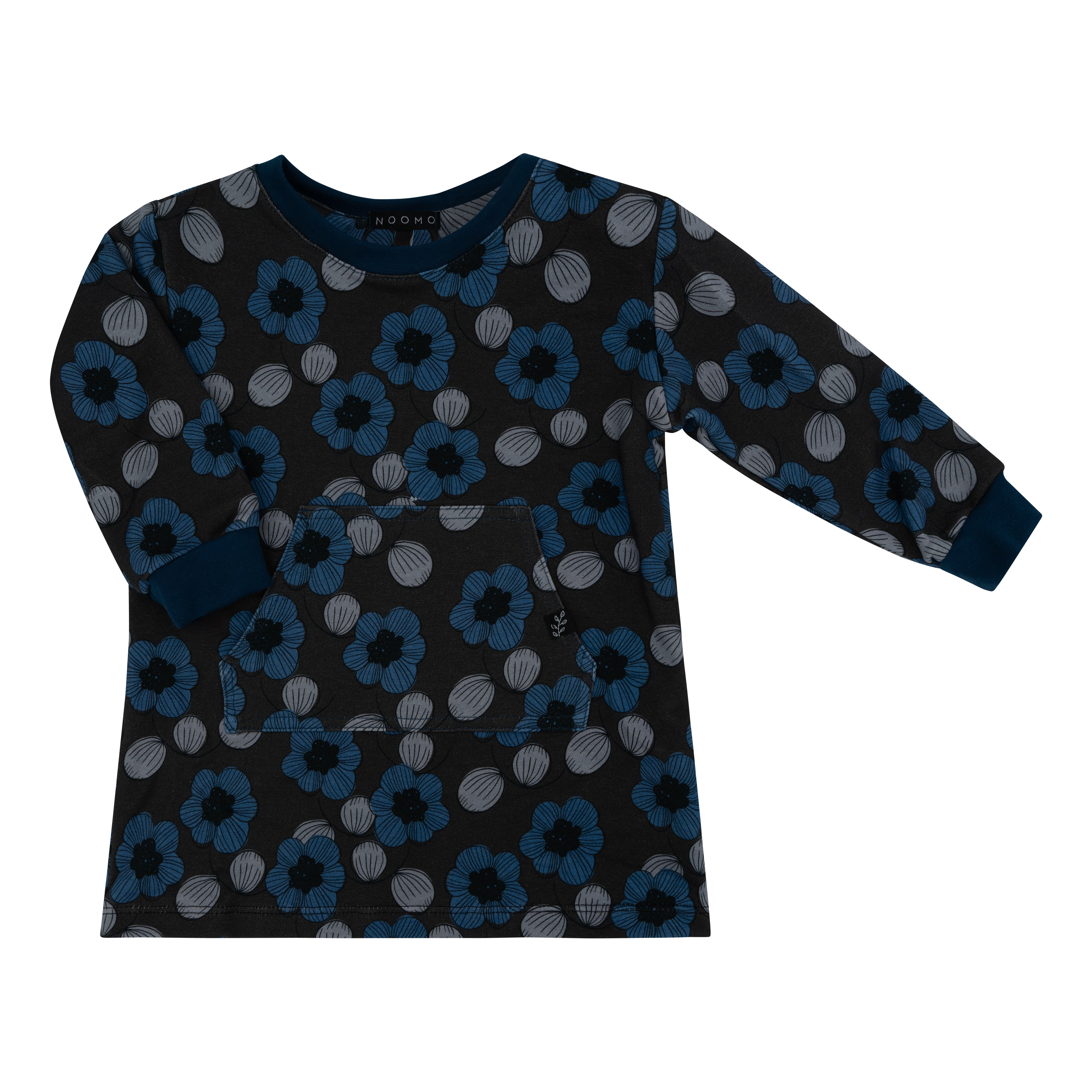 Crewneck dress - Pattern blue flowers