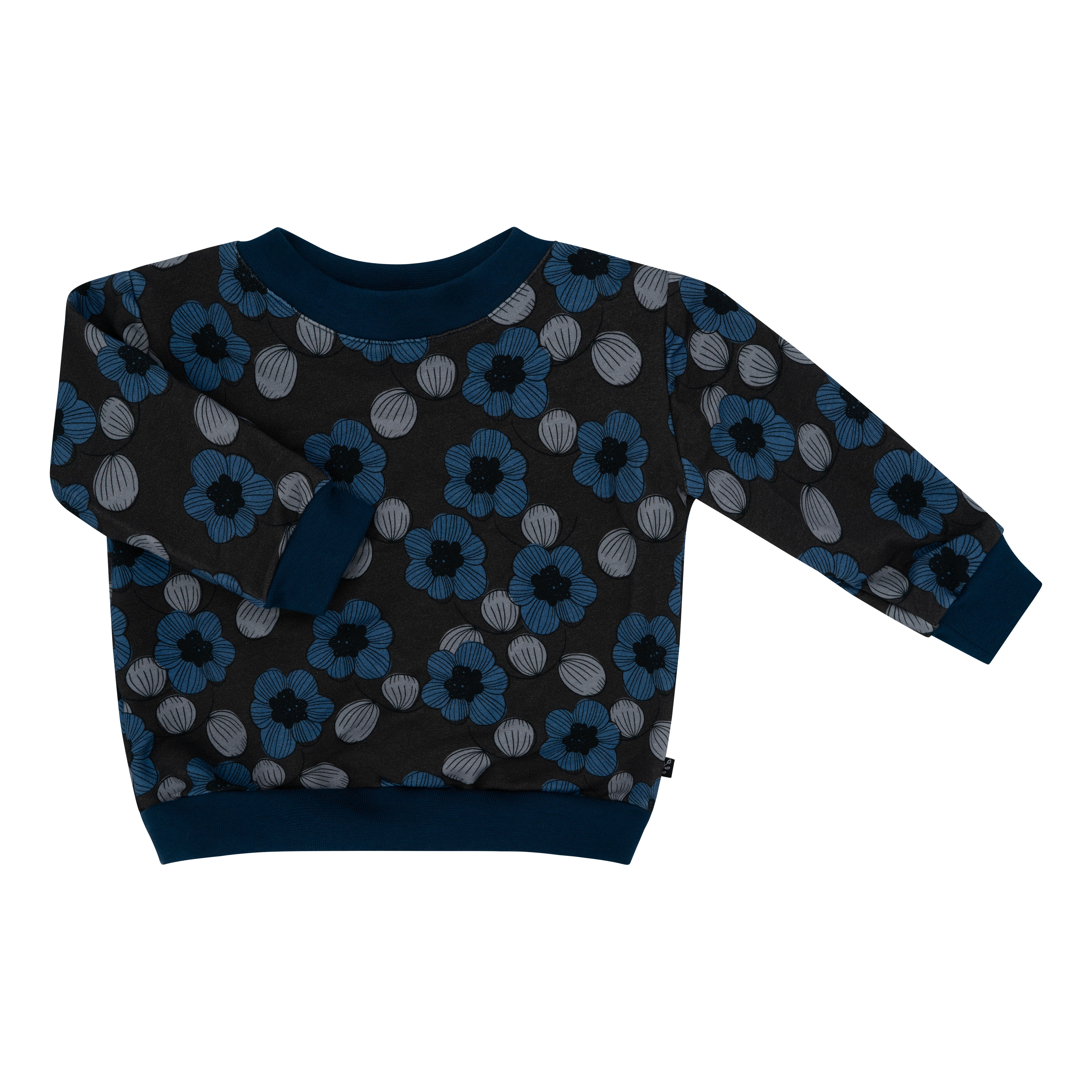 Crewneck Gray- blue flowers